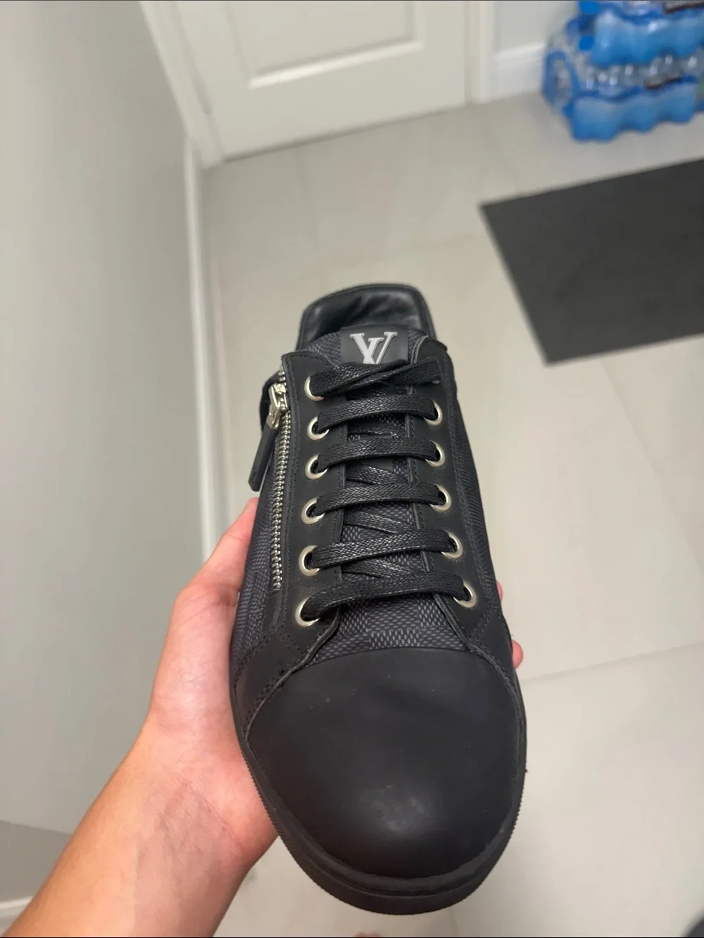 Louis Vuitton Black Men’s Leather & Mesh Low-Top Sneaker
